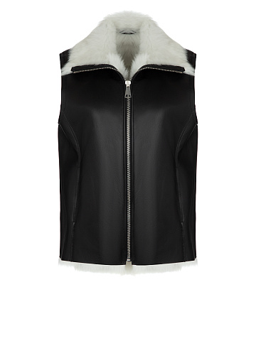 Black & White Shearling Vest, 1