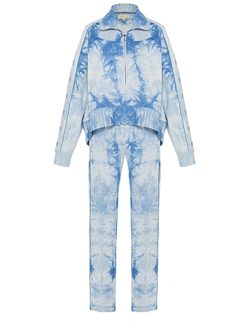 Light Blue Embroidered Tie-dye Cotton Tracksuit, 1