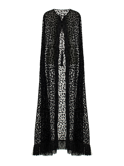 Black Leopard Print Chiffon Cape, 1 Black Leopard Print Chiffon Cape, 1