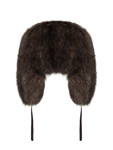 Dark brown sable fur earflap hat, 2 Dark brown sable fur earflap hat, 2