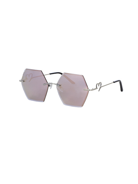 Pink Mirrored Hexagon Sunglasses in Silver Frame, 1