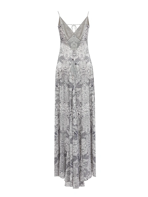 Grey Printed Silk Maxi Dress, 2 Grey Printed Silk Maxi Dress, 2