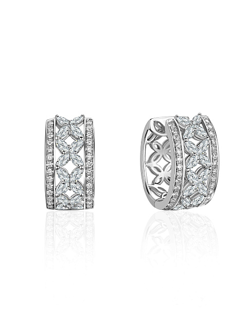 Round Diamond & White Gold Hoop Earrings, 1