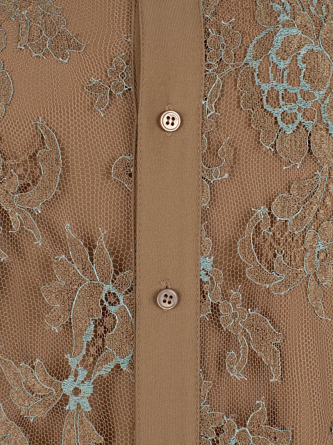 Beige Lace-Paneled Silk Blouse, 4 Beige Lace-Paneled Silk Blouse, 4