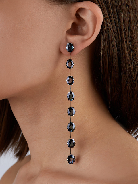 Long white gold earrings with spinel, 2