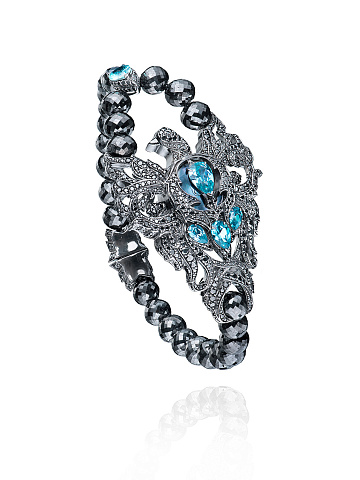 Blackened gold watch with black diamonds and zircons, 1