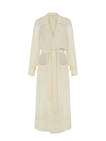 Milk-colored chiffon trench coat, 1