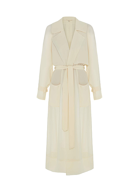 Milk-colored chiffon trench coat, 1 Milk-colored chiffon trench coat, 1