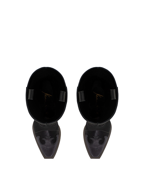 Black Cossacks Made Of Satin And Suede With Chain, 4