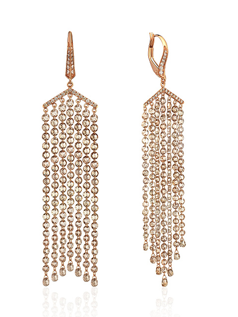 Brown Diamond & Rose Gold Earrings, 1