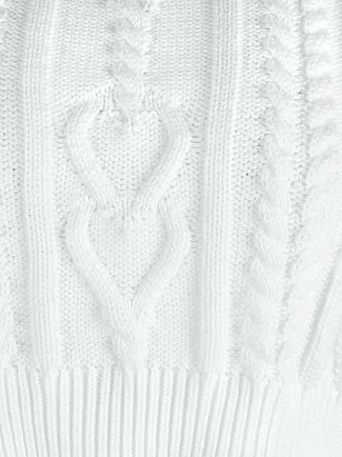 White Cotton Cropped Cable Knit Sweater, 3 White Cotton Cropped Cable Knit Sweater, 3