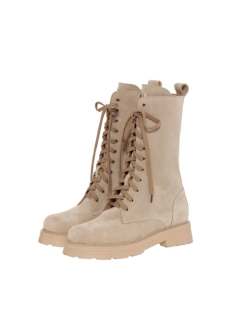 Beige Suede Long Boots, 1