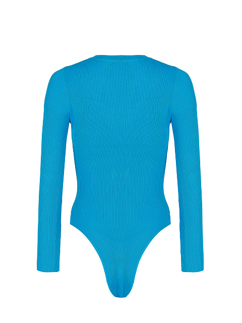 Aqua Blue Ribbed Jersey L/S Round Neck Bodysuit, 2 Aqua Blue Ribbed Jersey L/S Round Neck Bodysuit, 2