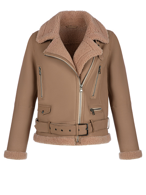 Brown Shearling Biker Jacket, 1 Brown Shearling Biker Jacket, 1
