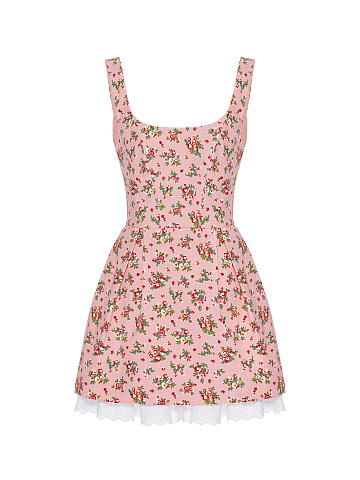 Pink mini dress with lace petticoat, 1