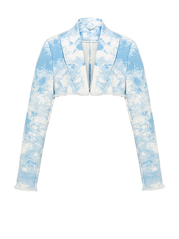 Light Blue Tie-dye Denim Bolero Jacket, 1
