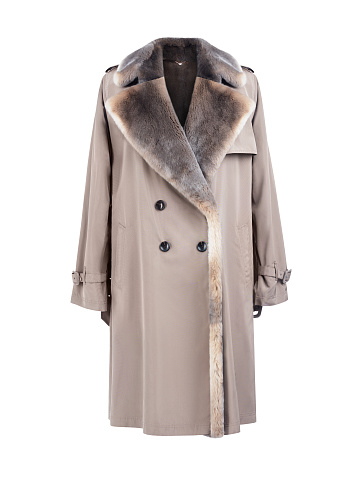 Orilag Fur Lined Beige Trench Coat, 1