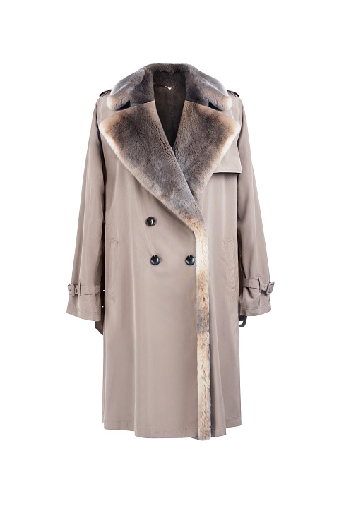 Orilag Fur Lined Beige Trench Coat, 1