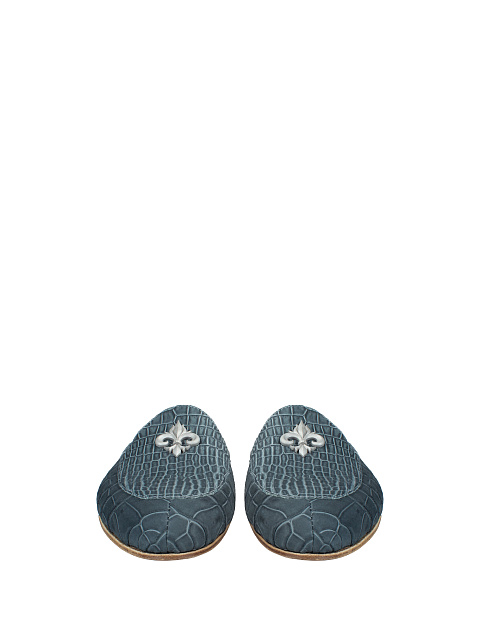 Blue Crocodile Leather Mules, 2