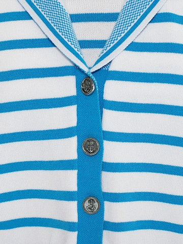 Cropped white cardigan with blue stripes, 2