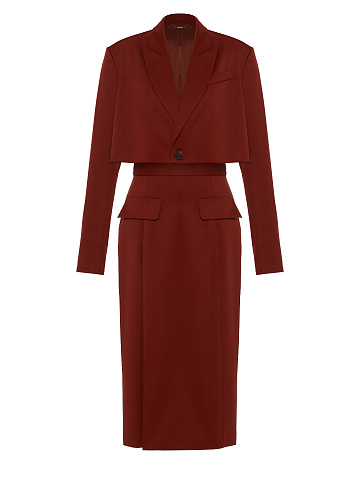 Bordeaux Wool Midi Skirt Suit, 1