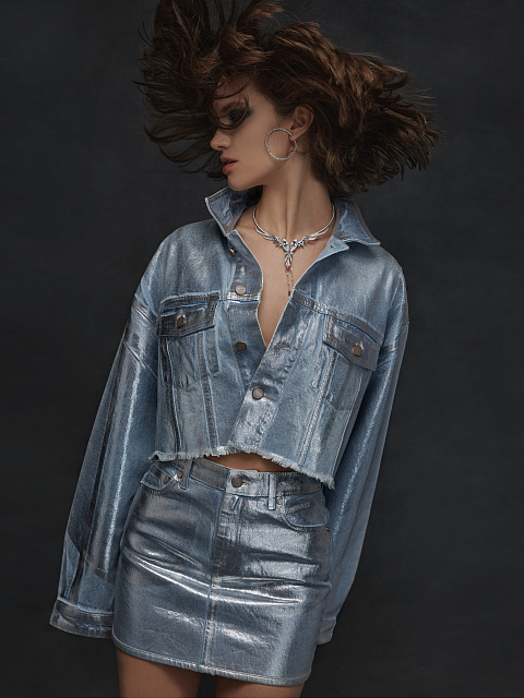 Silver Plated Light Blue Denim Jacket, 7