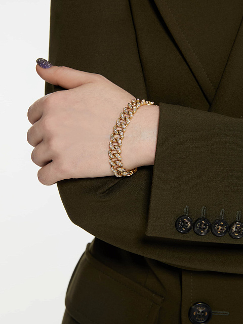 Yellow gold chain bracelet with diamonds, 2