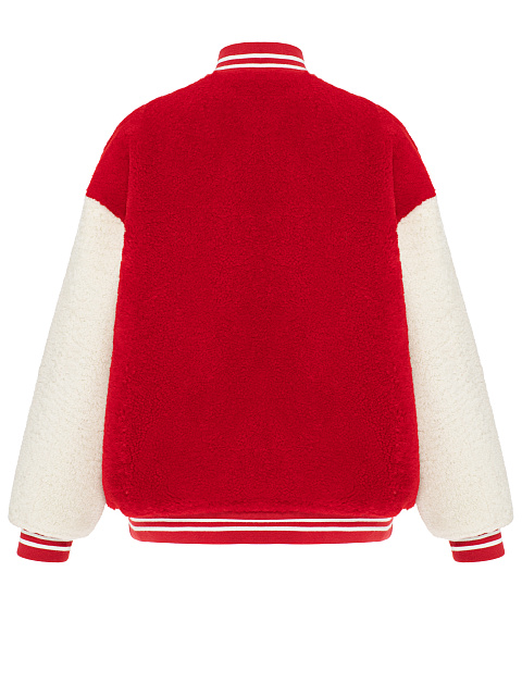 Red Oversized Shearling Bomber Jacket, 2 Red Oversized Shearling Bomber Jacket, 2