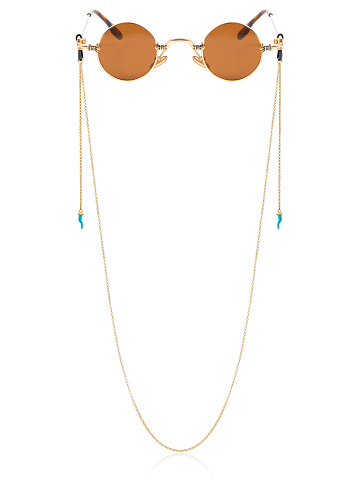 Yellow Silver & Blue Enamel Glasses Chain, 1