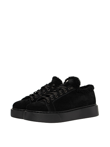 Black Shearling Lily Sneakers, 1
