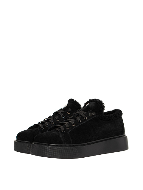 Black Shearling Lily Sneakers, 1