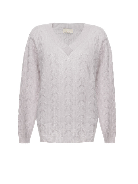 Pink Cashmere & Lurex Cable Knit Pullover, 1