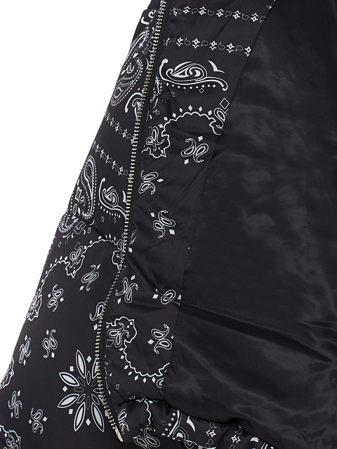 Black cropped down jacket with paisley pattern, 4 Black cropped down jacket with paisley pattern, 4