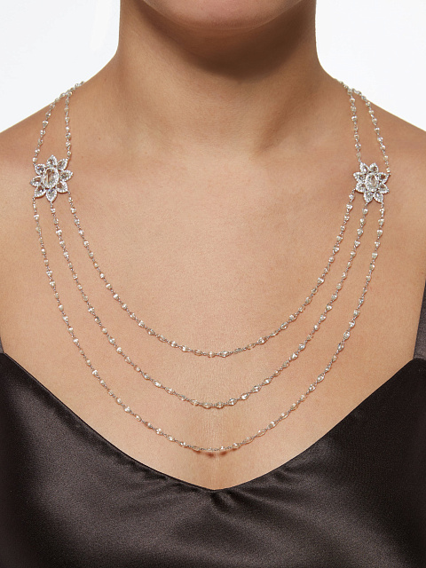 Briolette Diamond, Oval Diamond & White Gold Necklace, 13