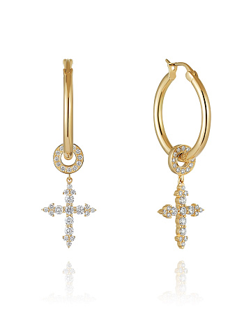 Yellow Diamond & Gold Hoop Earrings , 1