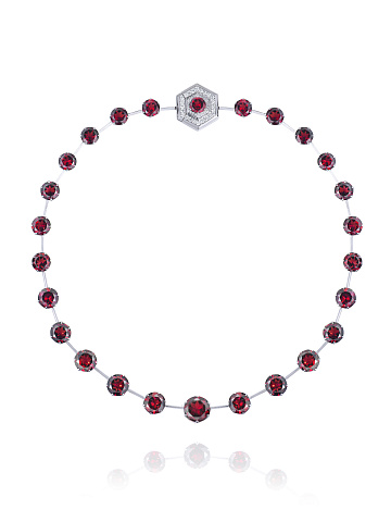 White Gold Garnet Diamond Necklace, 2