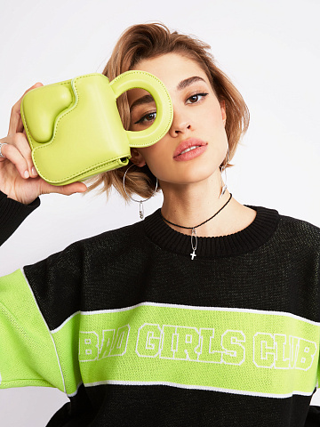 Black Agate & Cubic Zirkonia & Silver "Safety Pin" Necklace , 2