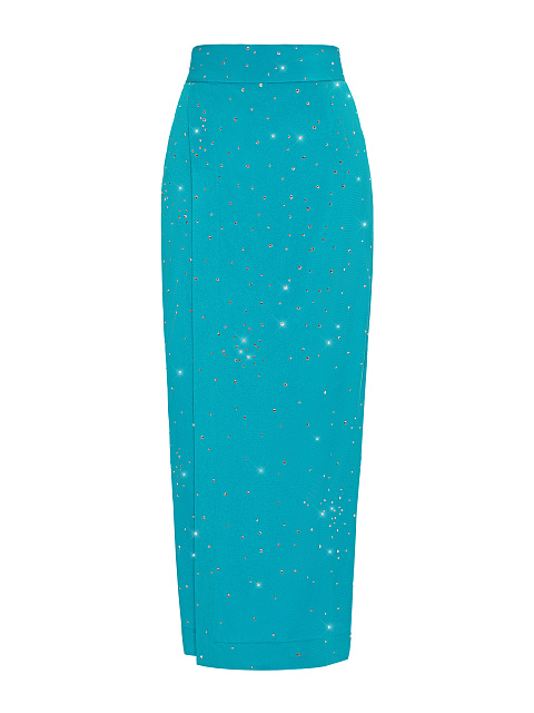 Turquiose Silk Top & Midi Skirt, 4