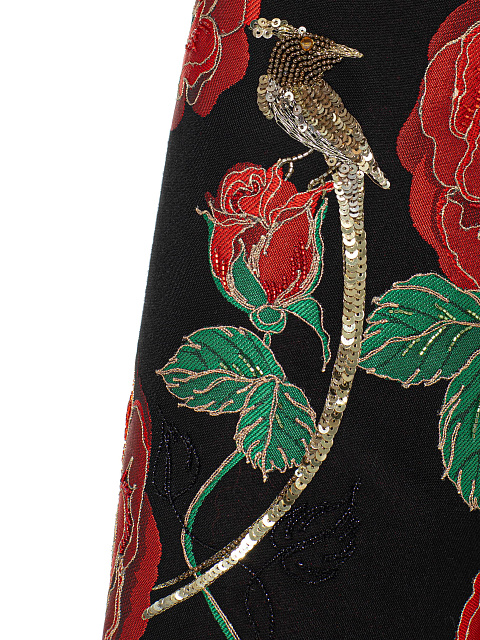 Cropped Black Jacquard With Floral Print And Embroidery, 4 Cropped Black Jacquard With Floral Print And Embroidery, 4