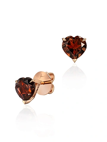 Rose Gold & Heart-cut Quartz Studs, 1