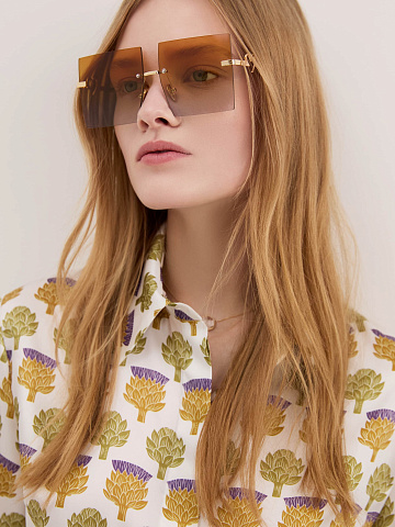 Brown & Grey Gradient Square Sunglasses, 2