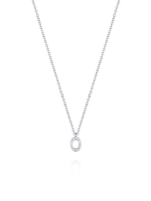 White Gold & Diamonds Letter "O" Necklace, 1