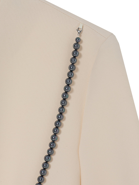 Milky Mini Dress With Black Pearls, 4