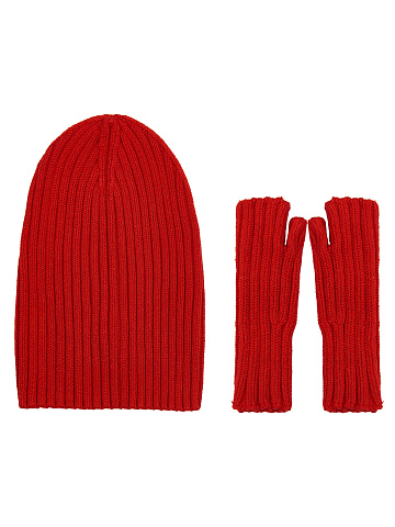 Red Set Of Mittens & Beanie, 1