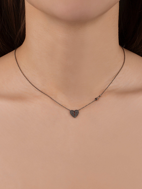 Black Gold & Black Diamonds Heart Necklace, 2