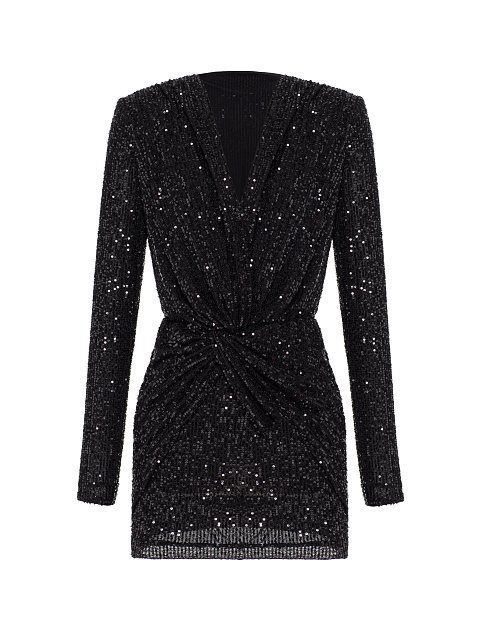 Black Sequin Draped Mini Dress, 1 Black Sequin Draped Mini Dress, 1