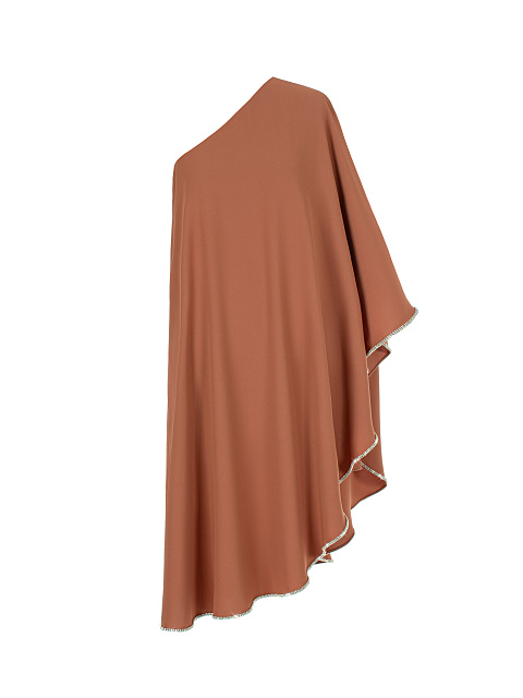 Brown Rhinestones Trimmed One Shoulder Midi Dress, 1 Brown Rhinestones Trimmed One Shoulder Midi Dress, 1