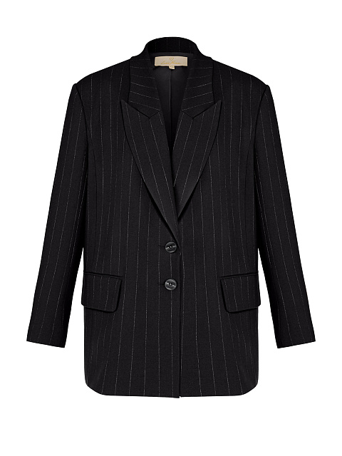 Black Oversized Striped Jacket, 1 Black Oversized Striped Jacket, 1