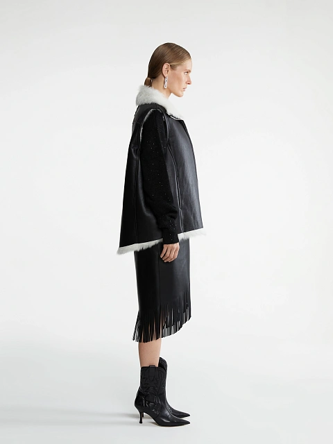 Black & White Shearling Vest, 8 Black & White Shearling Vest, 8
