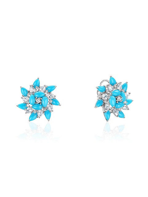 Stud earrings with turquoise and diamonds, 1